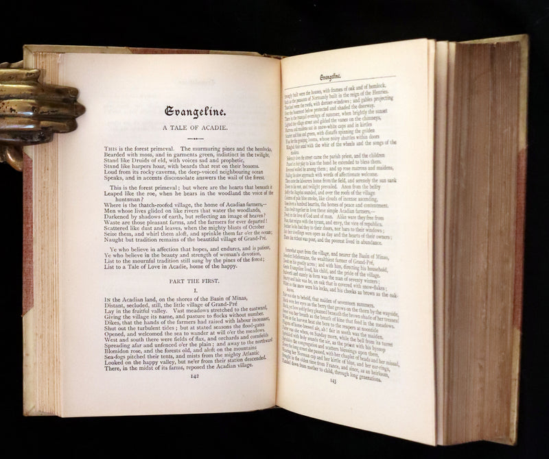 1901 Rare Book in an Art Nouveau vellum binding - The Poetical Works of  Henry Wadsworth Longfellow.