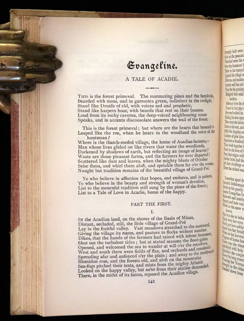 1901 Rare Book in an Art Nouveau vellum binding - The Poetical Works of  Henry Wadsworth Longfellow.