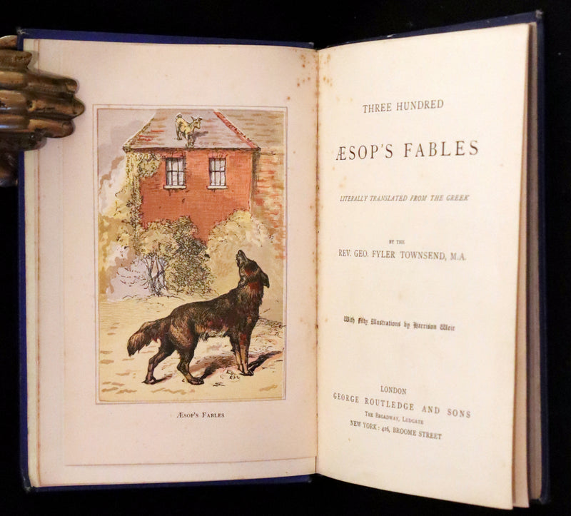 1875 Rare Book - Three Hundred Aesop's Fables beautifully Illustrated by Harrison Weir.