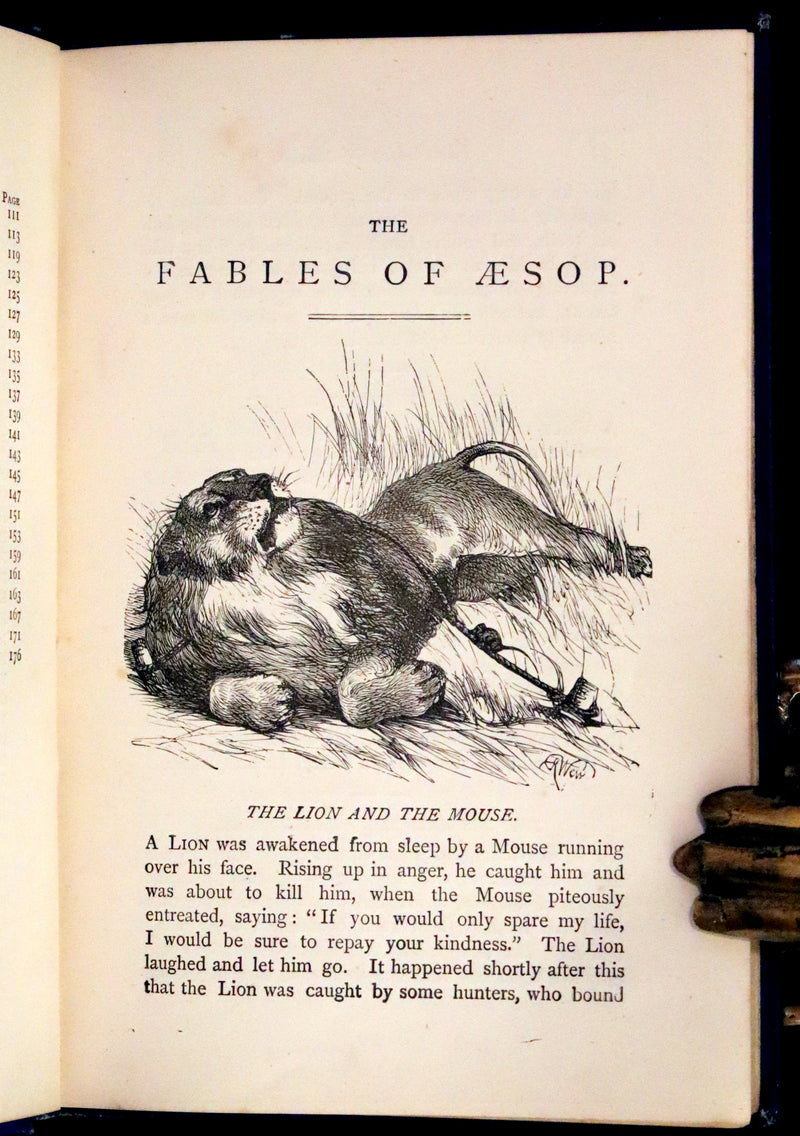 1875 Rare Book - Three Hundred Aesop's Fables beautifully Illustrated by Harrison Weir.