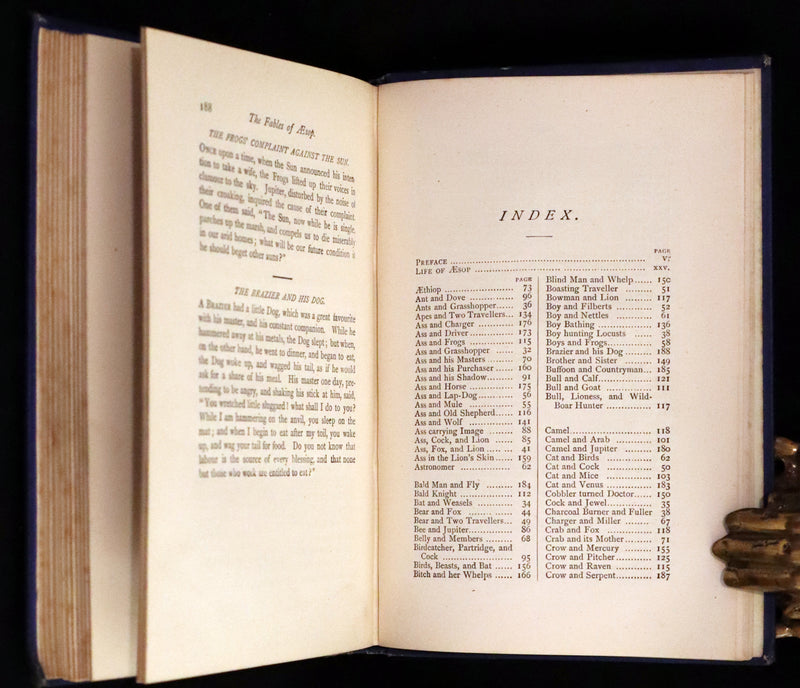 1875 Rare Book - Three Hundred Aesop's Fables beautifully Illustrated by Harrison Weir.