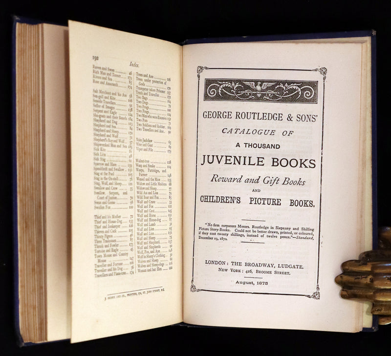 1875 Rare Book - Three Hundred Aesop's Fables beautifully Illustrated by Harrison Weir.