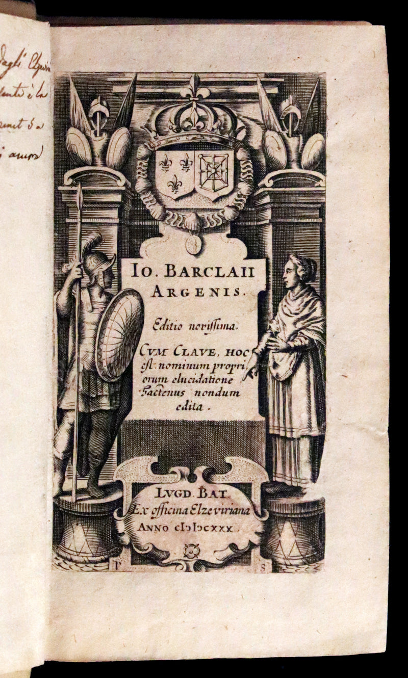 1630 Rare Latin Vellum Book - Scottish writer Io. Barclaii ARGENIS. Editio novissima by Elzevir.