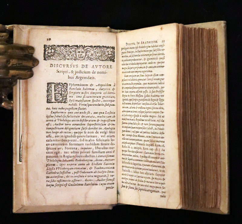 1630 Rare Latin Vellum Book - Scottish writer Io. Barclaii ARGENIS. Editio novissima by Elzevir.