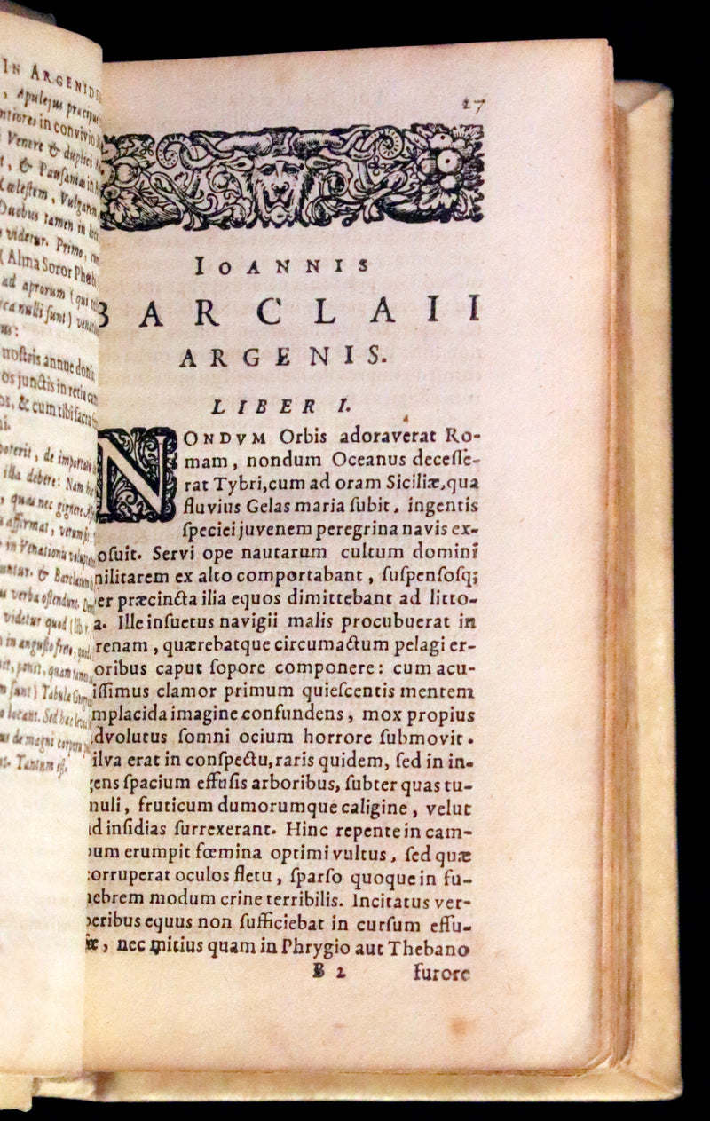 1630 Rare Latin Vellum Book - Scottish writer Io. Barclaii ARGENIS. Editio novissima by Elzevir.