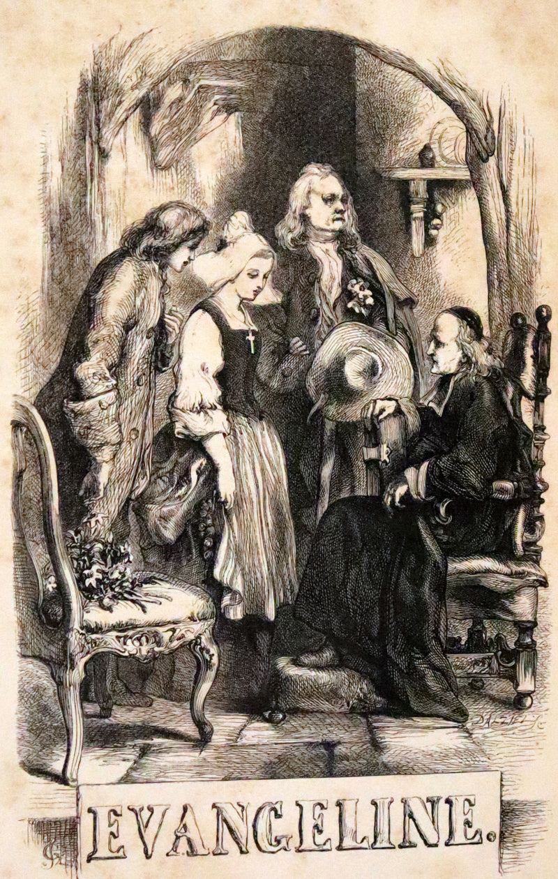 1856 Rare Victorian Book - EVANGELINE A tale of Acadie by Henry Wadsworth Longfellow. Illustrated.