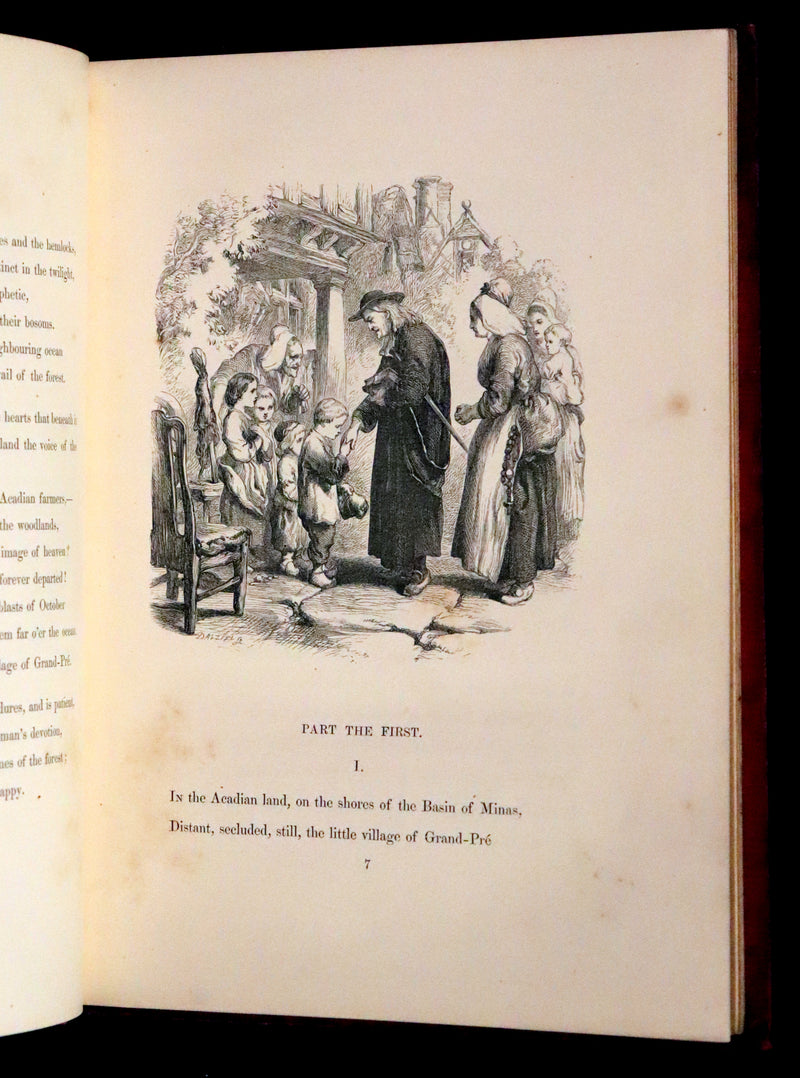1856 Rare Victorian Book - EVANGELINE A tale of Acadie by Henry Wadsworth Longfellow. Illustrated.