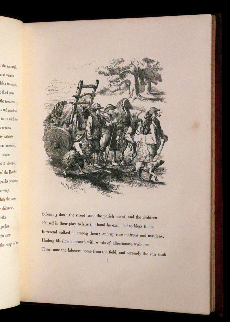 1856 Rare Victorian Book - EVANGELINE A tale of Acadie by Henry Wadsworth Longfellow. Illustrated.