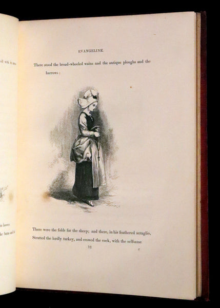 1856 Rare Victorian Book - EVANGELINE A tale of Acadie by Henry Wadsworth Longfellow. Illustrated.