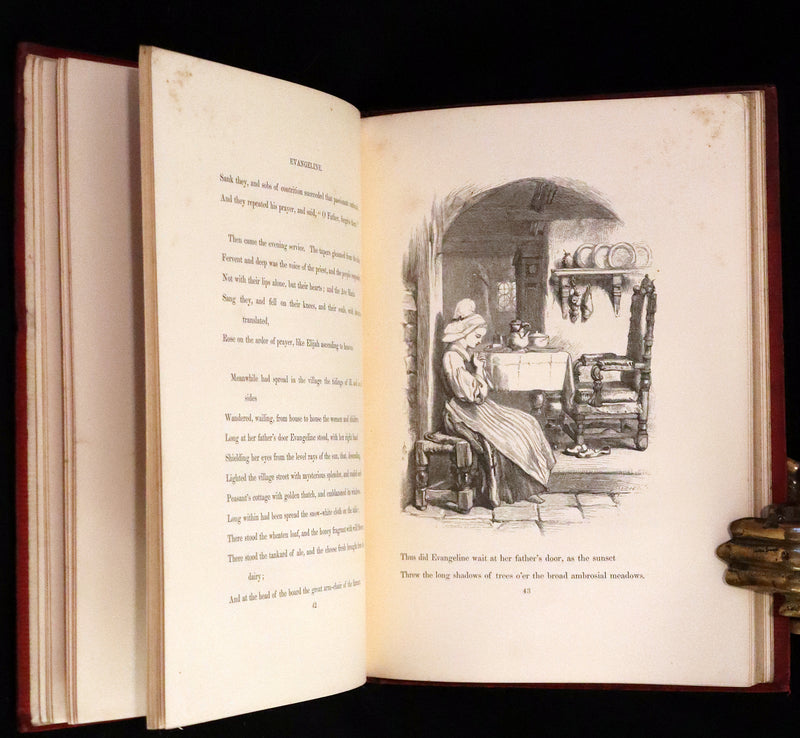 1856 Rare Victorian Book - EVANGELINE A tale of Acadie by Henry Wadsworth Longfellow. Illustrated.