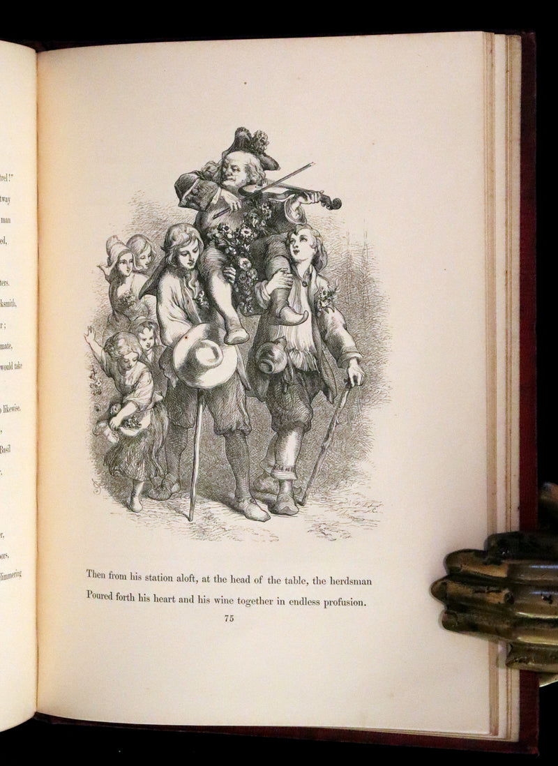 1856 Rare Victorian Book - EVANGELINE A tale of Acadie by Henry Wadsworth Longfellow. Illustrated.