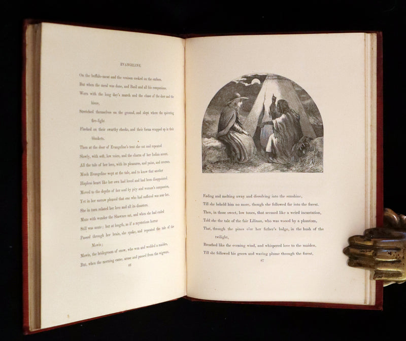 1856 Rare Victorian Book - EVANGELINE A tale of Acadie by Henry Wadsworth Longfellow. Illustrated.
