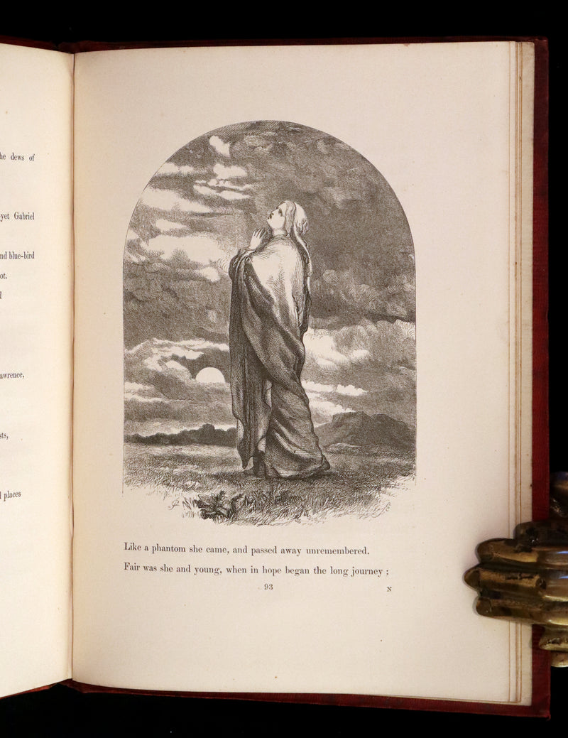 1856 Rare Victorian Book - EVANGELINE A tale of Acadie by Henry Wadsworth Longfellow. Illustrated.