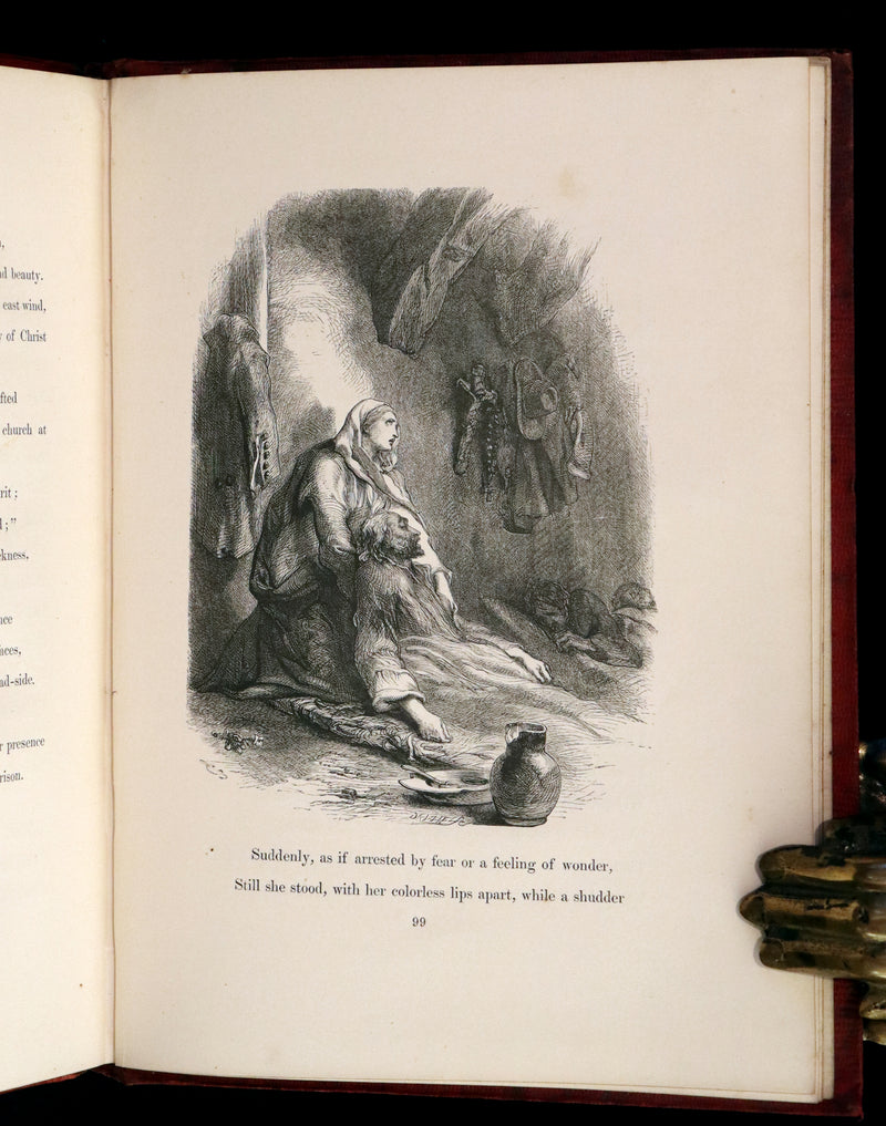 1856 Rare Victorian Book - EVANGELINE A tale of Acadie by Henry Wadsworth Longfellow. Illustrated.