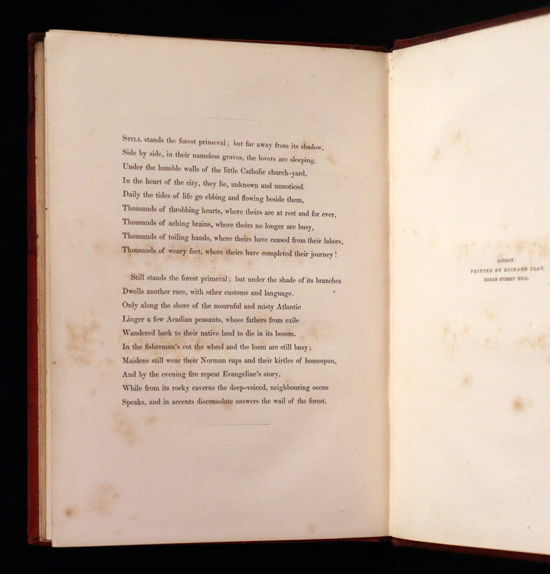 1856 Rare Victorian Book - EVANGELINE A tale of Acadie by Henry Wadsworth Longfellow. Illustrated.