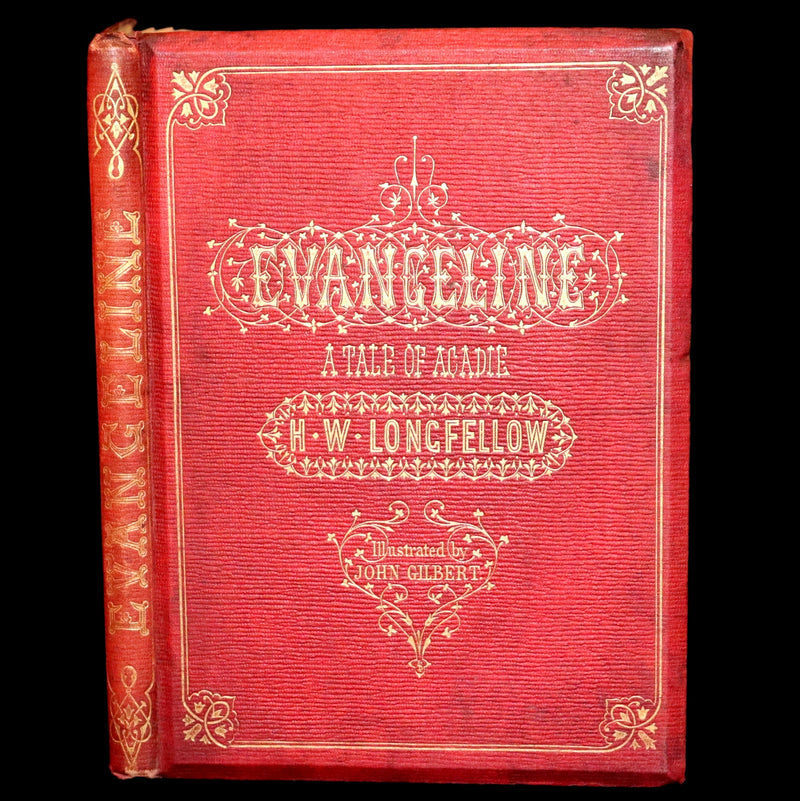 1856 Rare Victorian Book - EVANGELINE A tale of Acadie by Henry Wadsworth Longfellow. Illustrated.