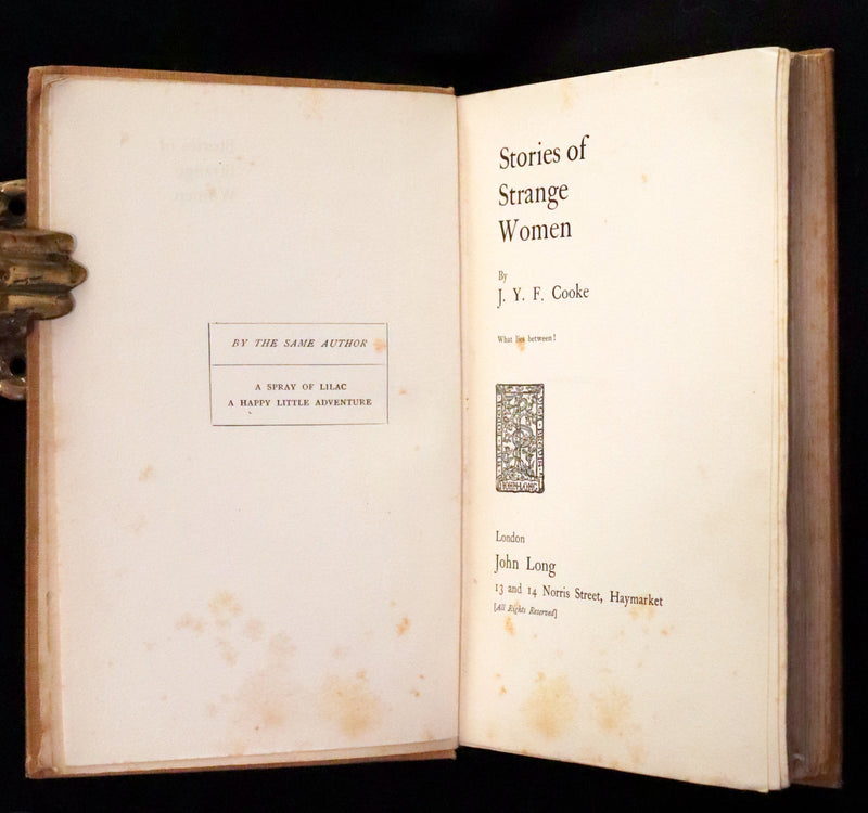 1906 Scarce First Edition - Stories of Strange Women by J.Y.F. Cooke.