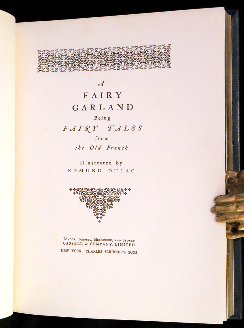 1928 Rare First Limited Signed Edition bound in Morocco - A Fairy Garland Being Fairy Tales from the Old French by Edmund Dulac.