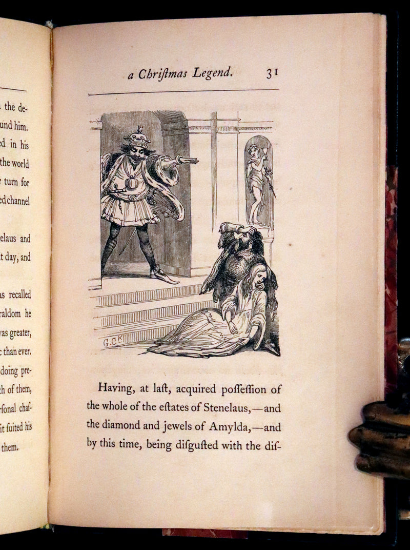 1858 Rare First Edition - Stenelaus and Amylda, A Christmas Legend for Children of a Larger Growth, Illustrated by Cruikshank.