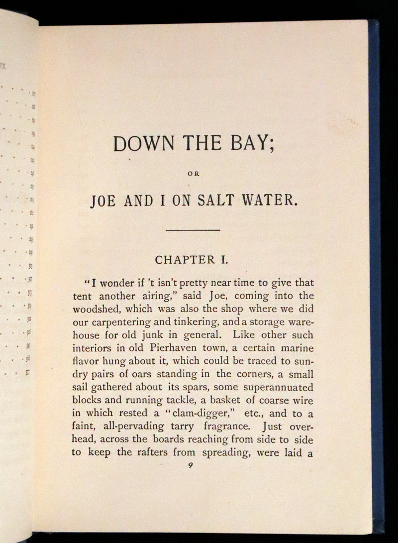 1890 Rare First Edition - Down the Bay or Joe and I on Salt Water, Illustrated.