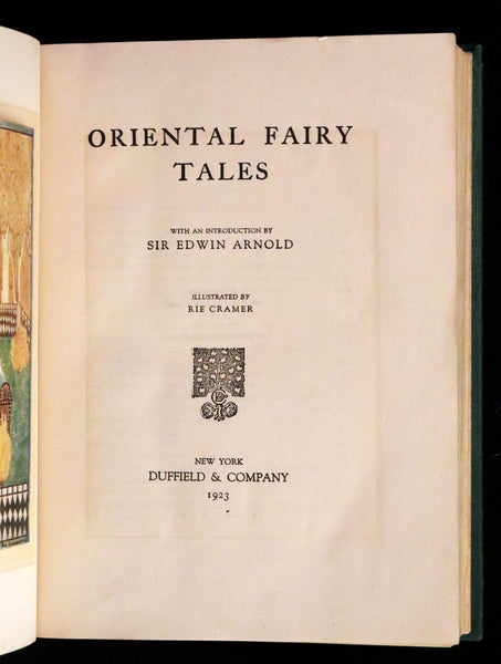 1923 Rare Book - Oriental Fairy Tales illustrated in color by Rie Cramer.