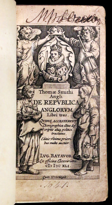 1641 Rare Latin Vellum Book - Sir Thomas Smith's De Republica Anglorum.