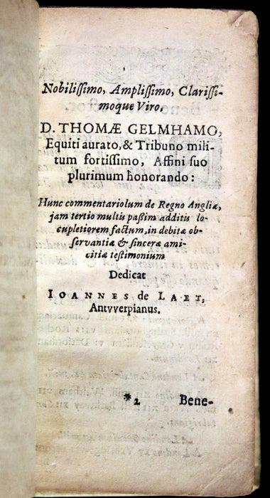 1641 Rare Latin Vellum Book - Sir Thomas Smith's De Republica Anglorum.