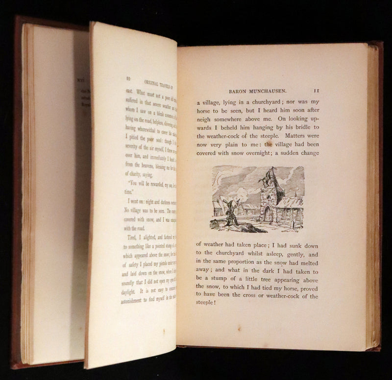 1868 Rare Book - The Travels and Surprising Adventures of Baron MUNCHAUSEN. Illustrated by Cruikshank.