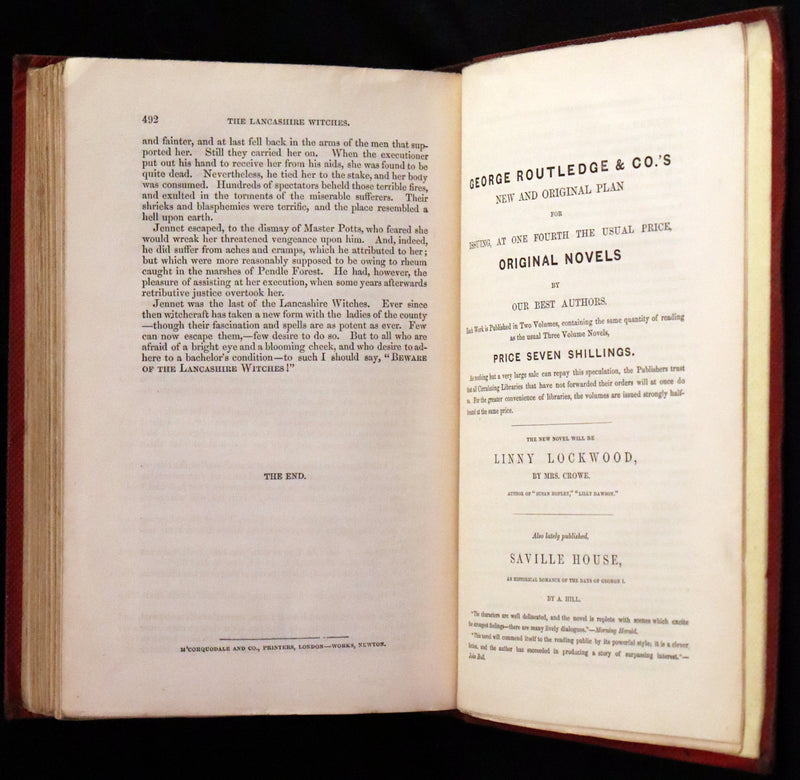 1854 Scarce Illustrated Edition - THE LANCASHIRE WITCHES. A Romance Of Pendle Forest.