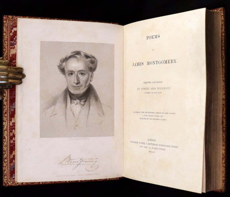 1860 Rare First Edition -  Poems of James Montgomery illustrated by John Gilbert, J. Wolf, Birket Foster, Etc.