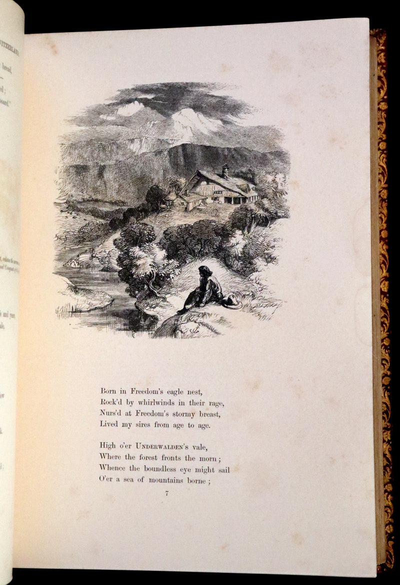 1860 Rare First Edition -  Poems of James Montgomery illustrated by John Gilbert, J. Wolf, Birket Foster, Etc.