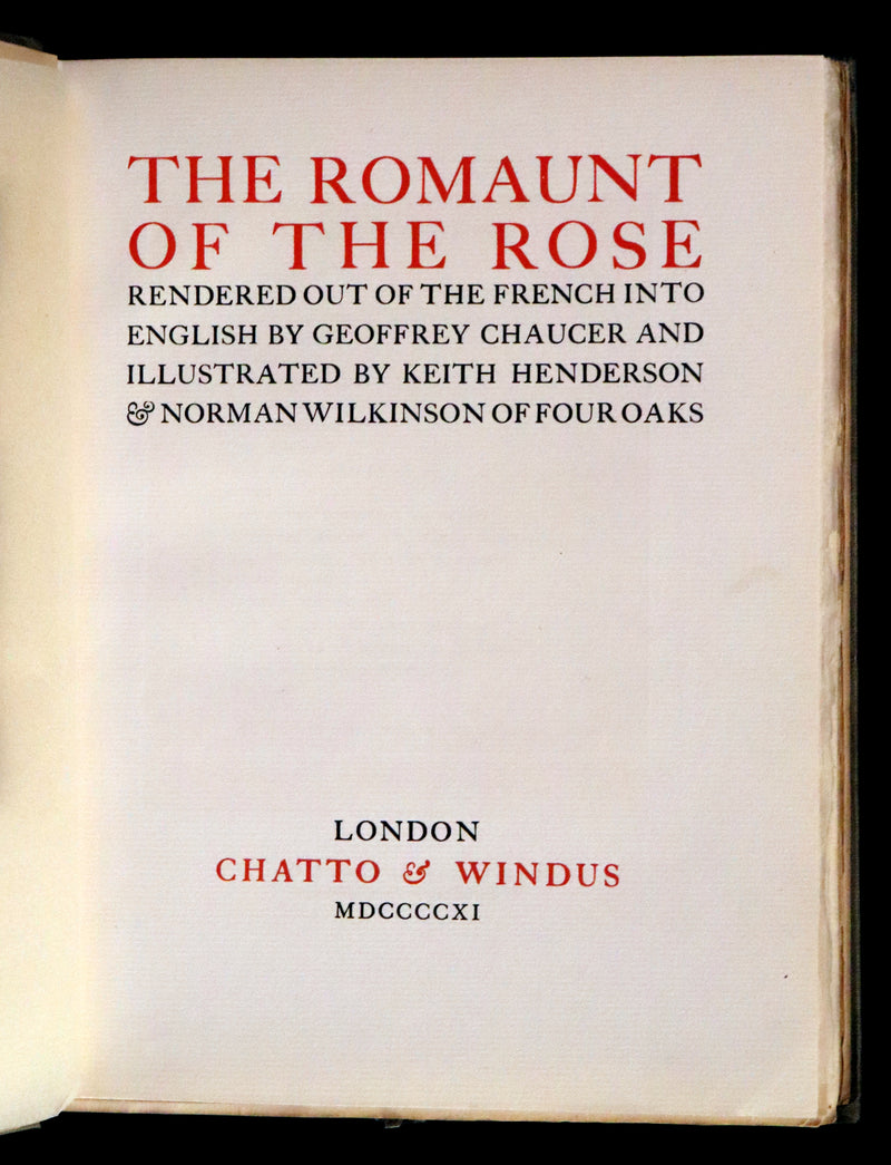 1911 First Illustrated Edition SIGNED by Keith Henderson - The Romaunt of the Rose by Chaucer. A Medieval Poem.