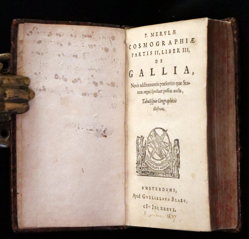 1636 Rare Geography Latin Book - P. Merulae Cosmographiae de Gallia on France with 25 Maps.