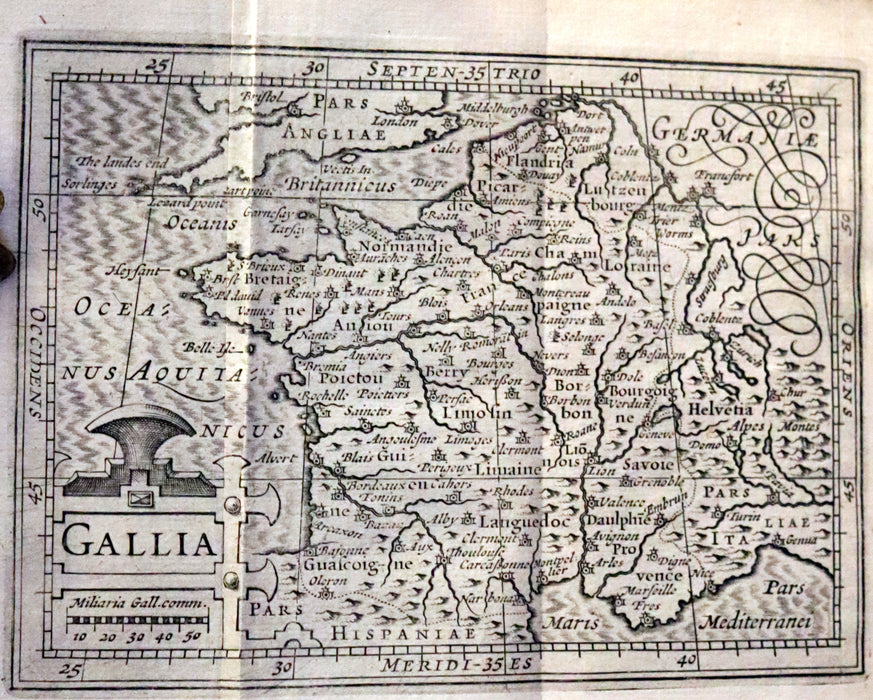 1636 Rare Geography Latin Book - P. Merulae Cosmographiae de Gallia on France with 25 Maps.