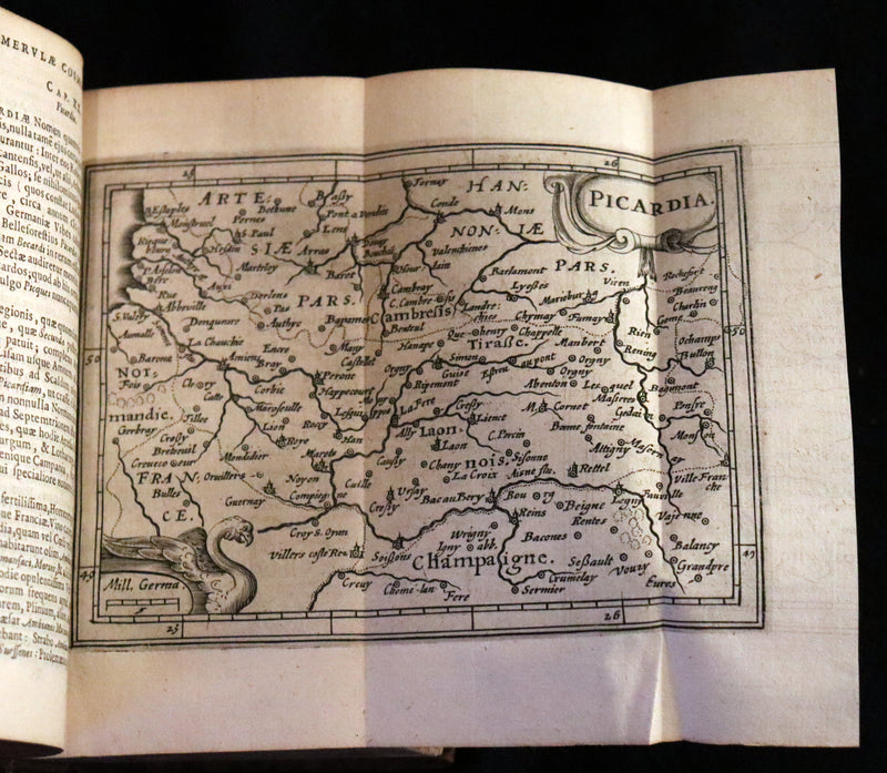 1636 Rare Geography Latin Book - P. Merulae Cosmographiae de Gallia on France with 25 Maps.