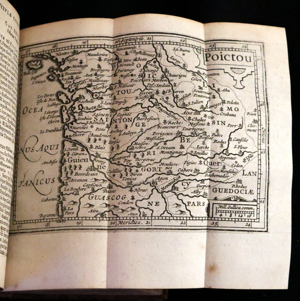 1636 Rare Geography Latin Book - P. Merulae Cosmographiae de Gallia on France with 25 Maps.