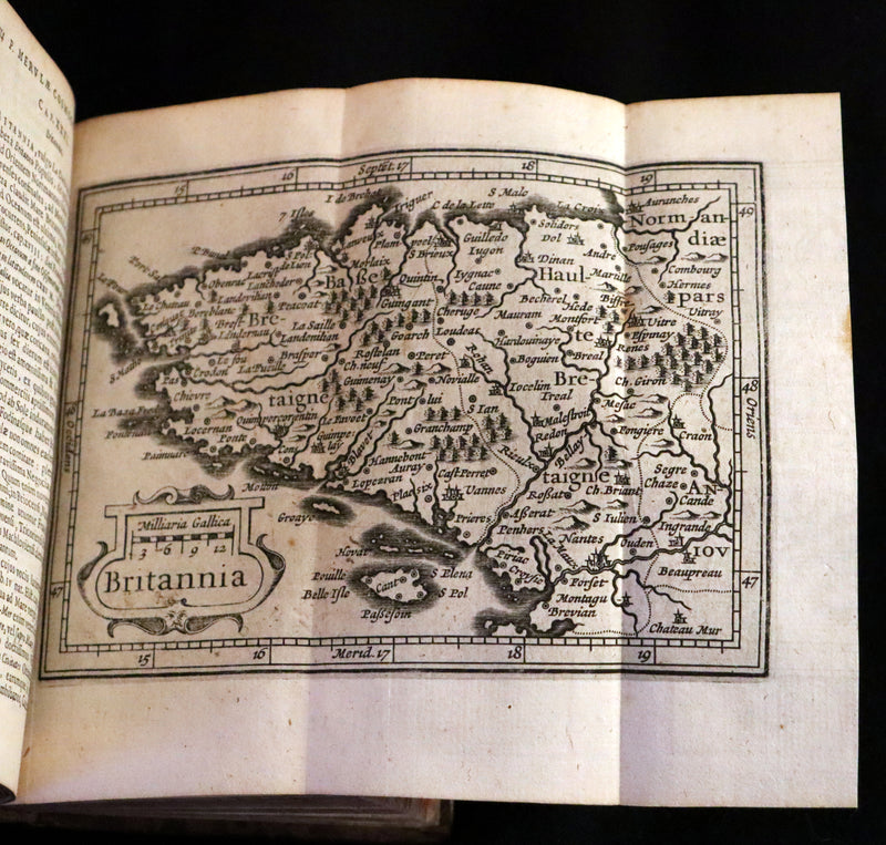 1636 Rare Geography Latin Book - P. Merulae Cosmographiae de Gallia on France with 25 Maps.