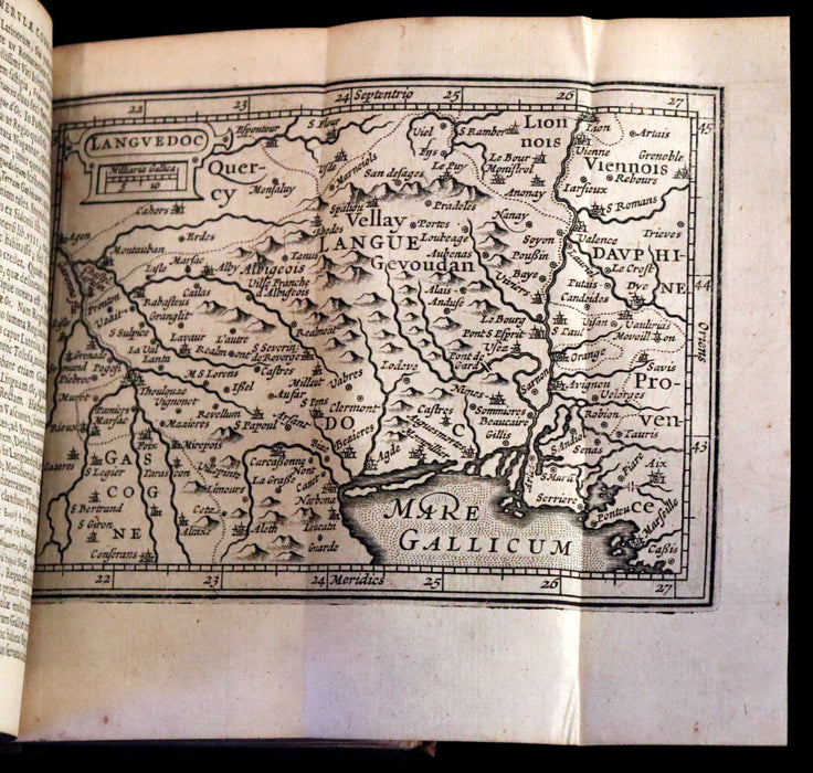 1636 Rare Geography Latin Book - P. Merulae Cosmographiae de Gallia on France with 25 Maps.