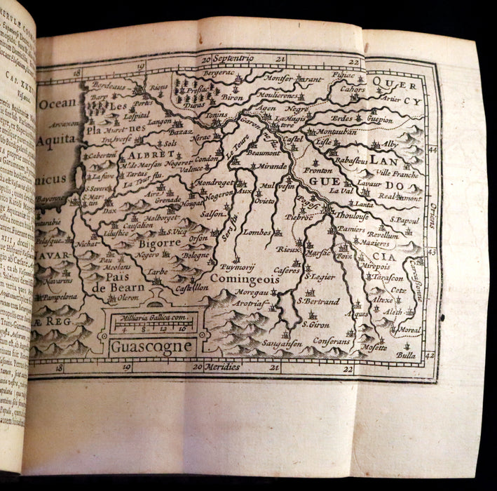 1636 Rare Geography Latin Book - P. Merulae Cosmographiae de Gallia on France with 25 Maps.