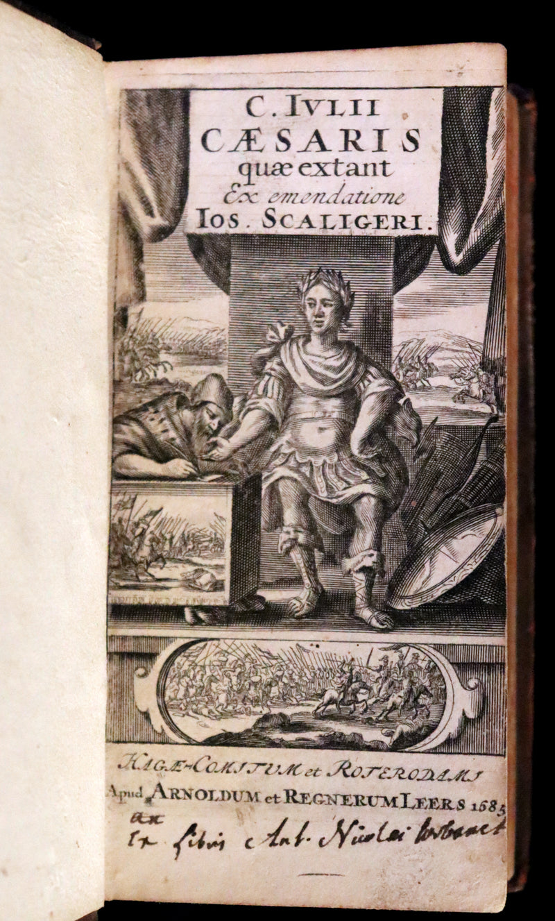 1685 Rare Latin Book - Works of Julius Caesar, The Gallic War, Civil War, &c.