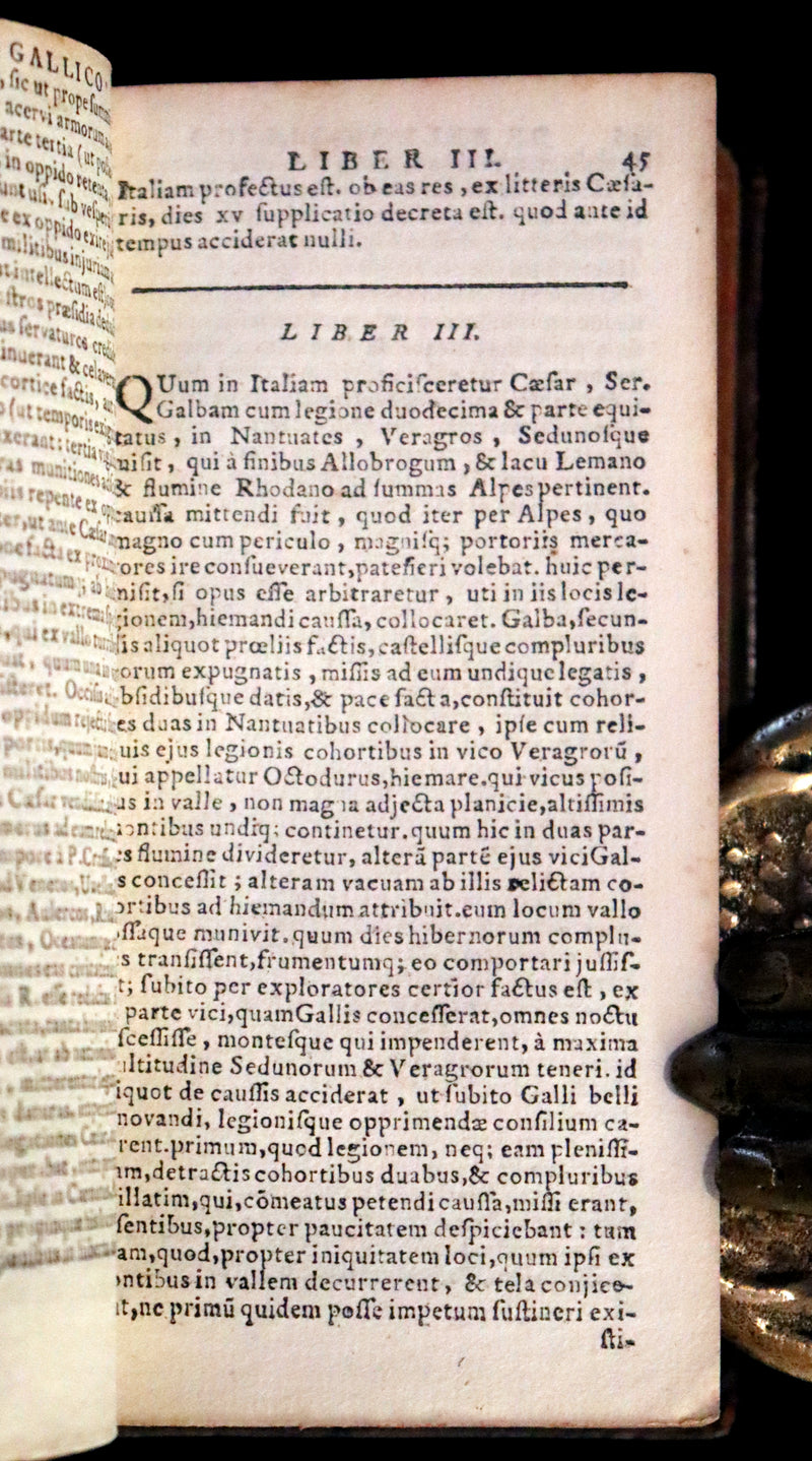 1685 Rare Latin Book - Works of Julius Caesar, The Gallic War, Civil War, &c.