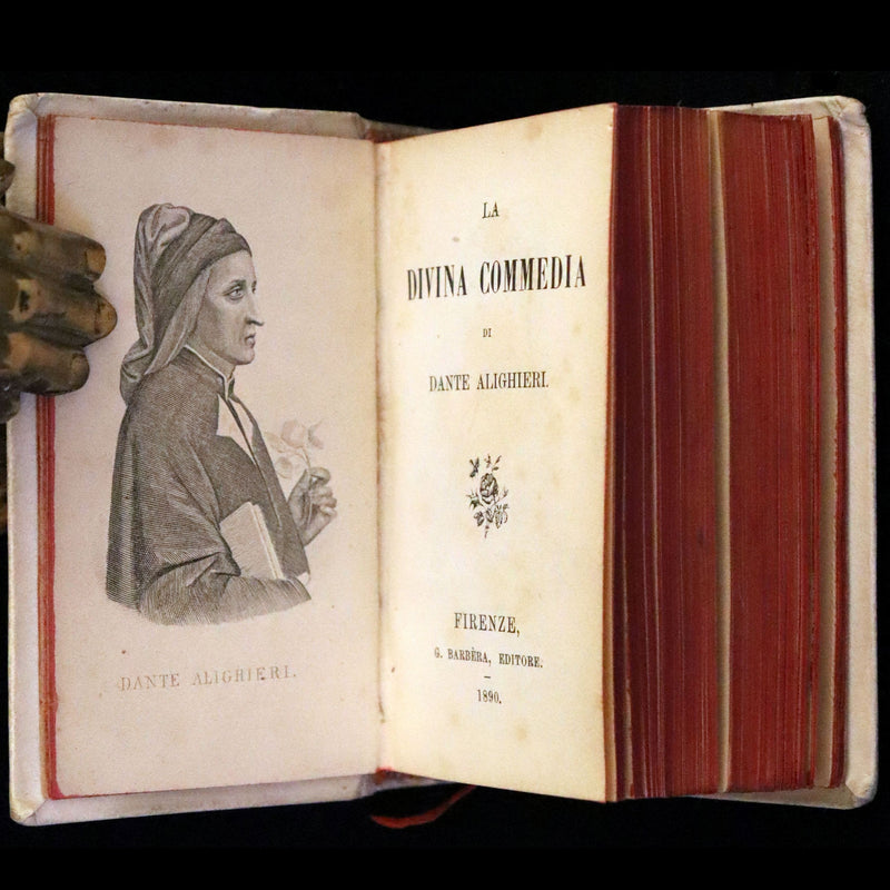 1890 Italian Vellum Book - La Divina Commedia di Dante Alighieri, Divine Comedy