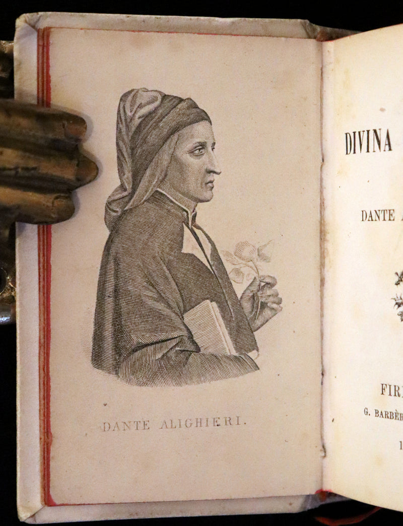 1890 Italian Vellum Book - La Divina Commedia di Dante Alighieri, Divine Comedy