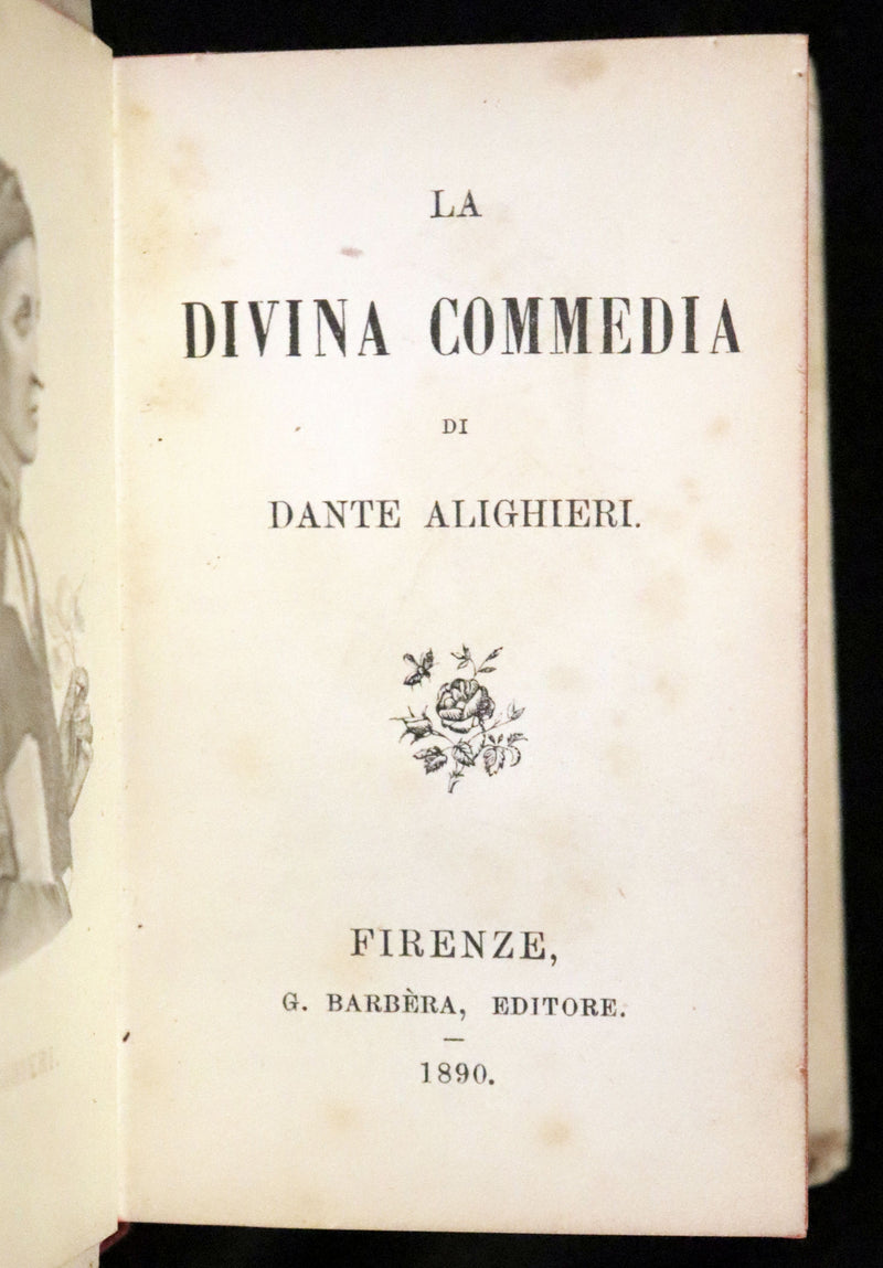 1890 Italian Vellum Book - La Divina Commedia di Dante Alighieri, Divine Comedy