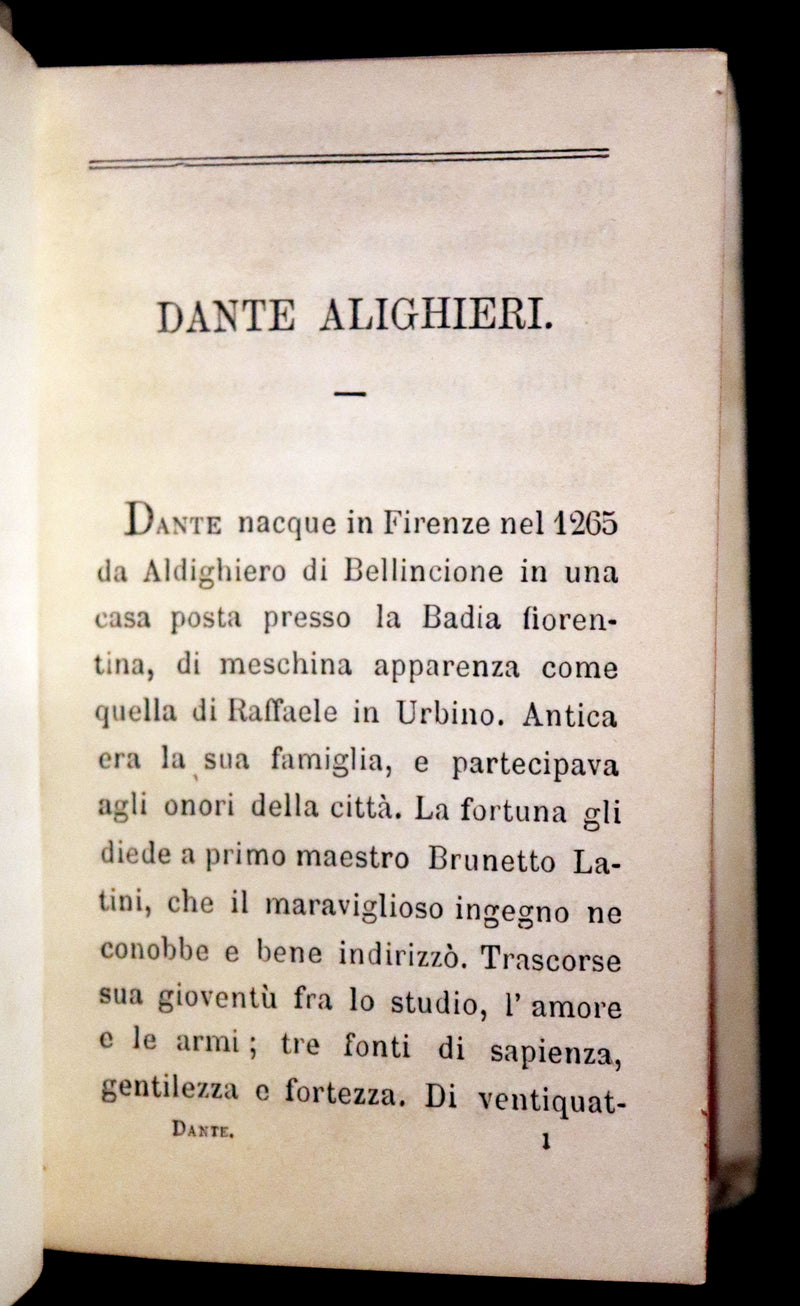 1890 Italian Vellum Book - La Divina Commedia di Dante Alighieri, Divine Comedy
