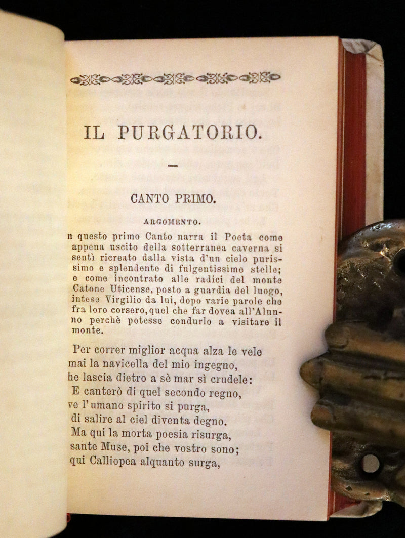 1890 Italian Vellum Book - La Divina Commedia di Dante Alighieri, Divine Comedy