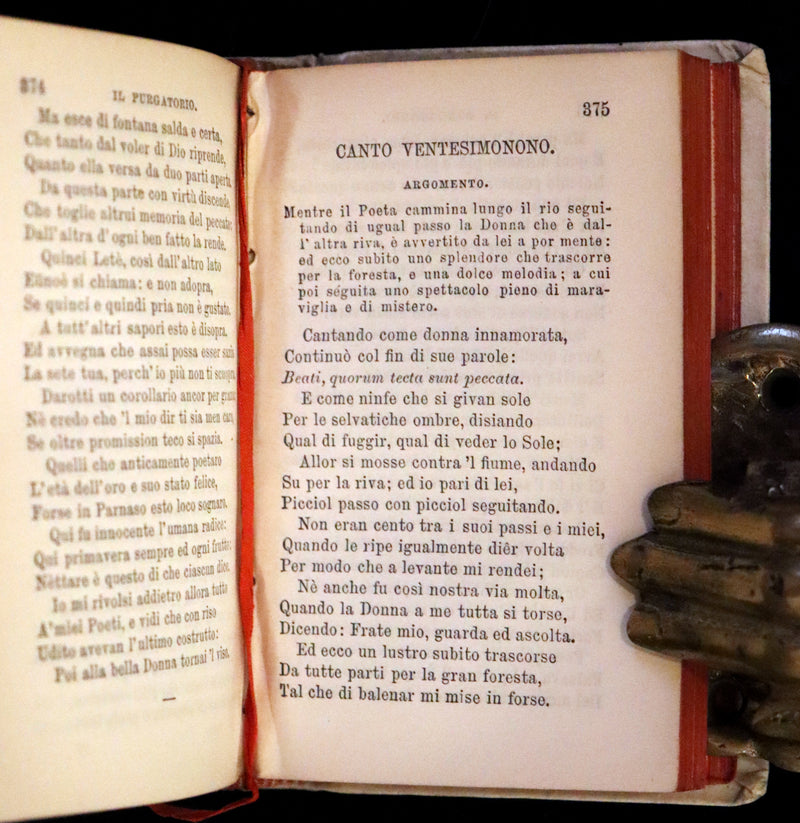 1890 Italian Vellum Book - La Divina Commedia di Dante Alighieri, Divine Comedy