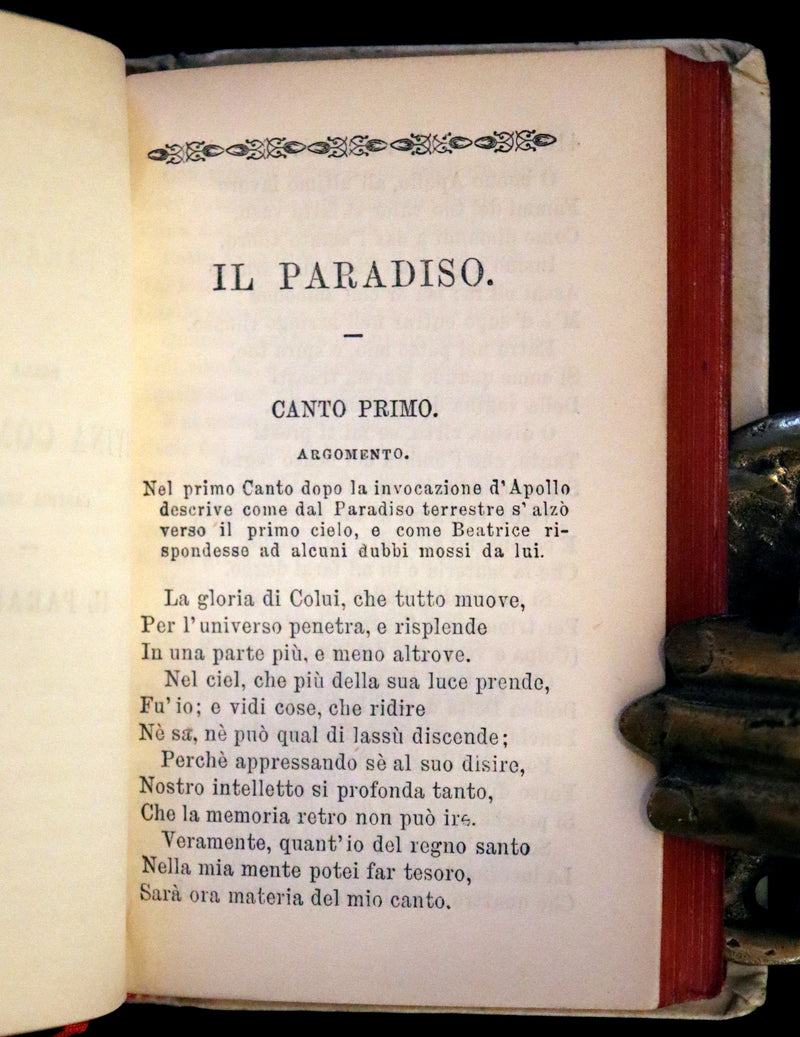 1890 Italian Vellum Book - La Divina Commedia di Dante Alighieri, Divine Comedy