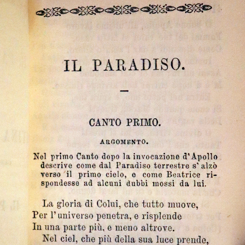 1890 Italian Vellum Book - La Divina Commedia di Dante Alighieri, Divine Comedy