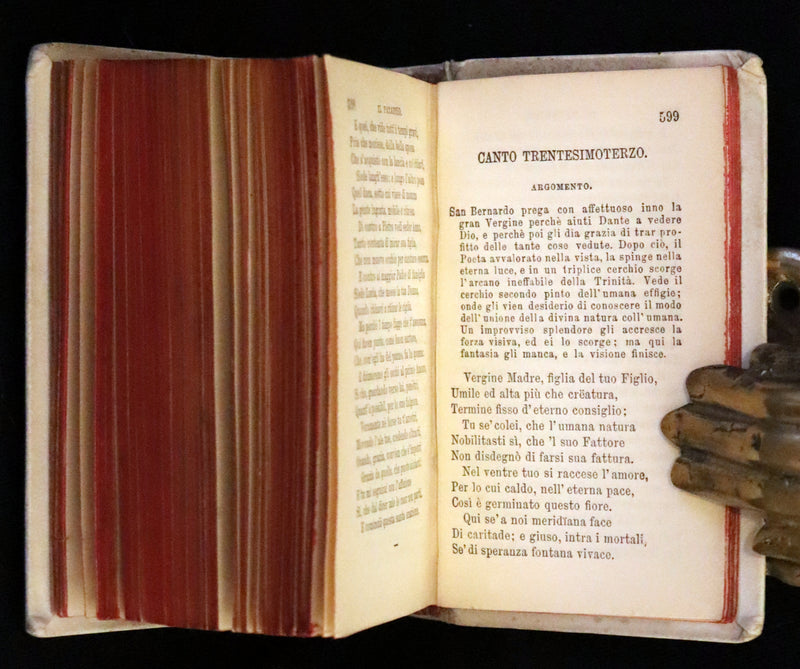 1890 Italian Vellum Book - La Divina Commedia di Dante Alighieri, Divine Comedy